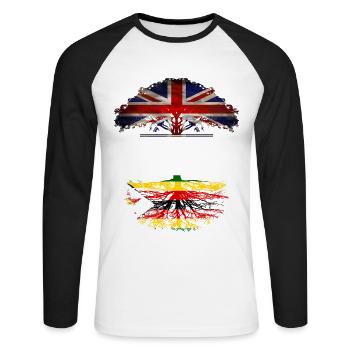 Britannique cultivé avec des racines zimbabwéennes - T-shirt baseball manches longues Homme - blanc/noir - Devant - Nik (191cm)
