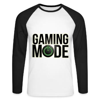 Gaming Mode - Unisex Long Sleeve Baseball T-Shirt - white/black - Front - Nik (191cm)