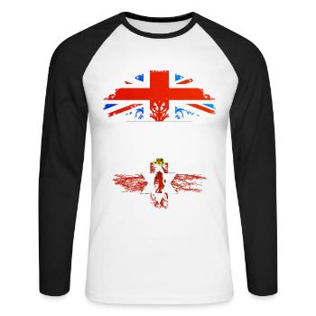 Britannique cultivée avec des racines nord-irlandaises - T-shirt baseball manches longues Homme - blanc/noir - Devant - Nik (191cm)