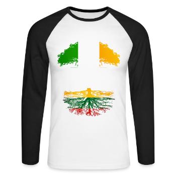 Irish Grown With Lithuanian Roots - Unisex Long Sleeve Baseball T-Shirt - white/black - Front - Nik (191cm)