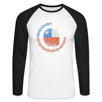 Chile Its In My DNA - Unisex Long Sleeve Baseball T-Shirt - white/black - Front - Nik (191cm)