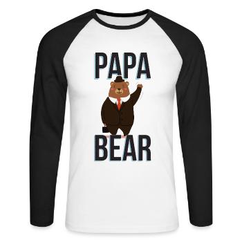 Papa Bear Working Bear - Unisex Long Sleeve Baseball T-Shirt - white/black - Front - Nik (191cm)
