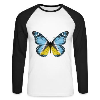 Butterfly Flag Of St Lucia - Unisex Long Sleeve Baseball T-Shirt - white/black - Front - Nik (191cm)