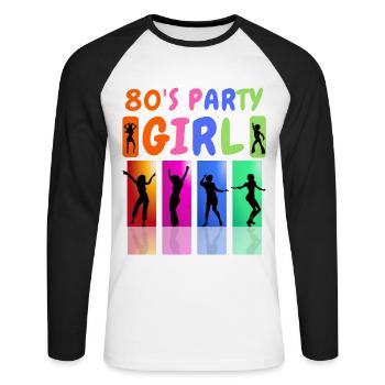 80's Party Girl - T-shirt baseball manches longues Homme - blanc/noir - Devant - Nik (191cm)