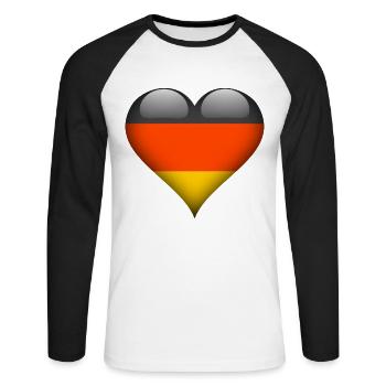 Heart Germany Flag - Unisex Long Sleeve Baseball T-Shirt - white/black - Front - Nik (191cm)