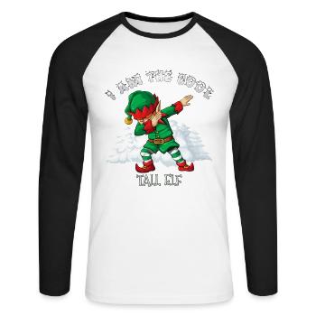 I'm The Cool Tall Dabbing Elf - Unisex Long Sleeve Baseball T-Shirt - white/black - Front - Nik (191cm)