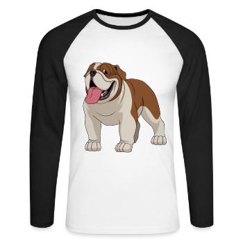 bouledogue britannique bouledogue - T-shirt baseball manches longues Homme - blanc/noir - Devant - Nik (191cm)
