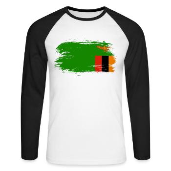 Zambia flag flag - Unisex Long Sleeve Baseball T-Shirt - white/black - Front - Nik (191cm)