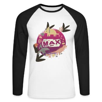 Max - Nom de garçon cool avec des dinosaures cool - T-shirt baseball manches longues Homme - blanc/noir - Devant - Nik (191cm)