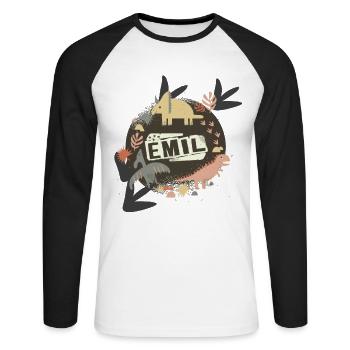 Emil - Beautiful boy name with cute dinosaurs - Unisex Long Sleeve Baseball T-Shirt - white/black - Front - Nik (191cm)