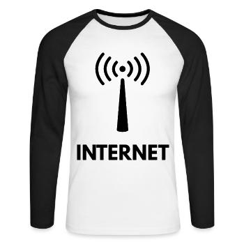 l'Internet - T-shirt baseball manches longues Homme - blanc/noir - Devant - Nik (191cm)