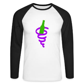Bier Saufen Exen Party - Entzündet den Tornado - Unisex Baseballshirt langarm - Weiß/Schwarz - Vorne - Nik (191cm)