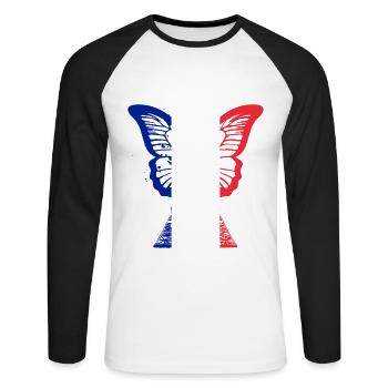 Paris Frankreich Stadt Skyline Eiffelturm Kunst - Unisex Baseballshirt langarm - Weiß/Schwarz - Vorne - Nik (191cm)