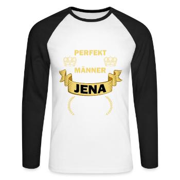 Jena Deutschland Stadt Heimat Männer Perfekt - Unisex Baseballshirt langarm - Weiß/Schwarz - Vorne - Nik (191cm)