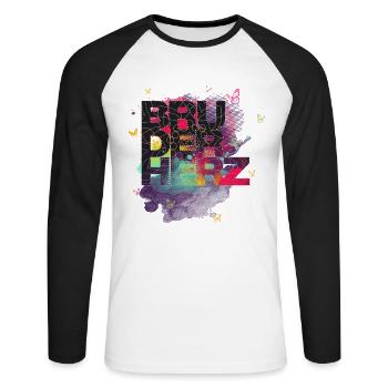 Bruderherz Bester Bruder der Welt Geschenkidee - Unisex Baseballshirt langarm - Weiß/Schwarz - Vorne - Nik (191cm)