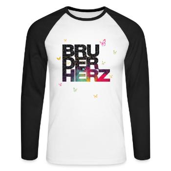 Bruderherz Bester Bruder der Welt Geschenkidee - Unisex Baseballshirt langarm - Weiß/Schwarz - Vorne - Nik (191cm)