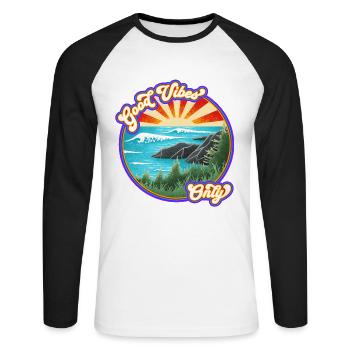 Good Vibes Only - Unisex Long Sleeve Baseball T-Shirt - white/black - Front - Nik (191cm)