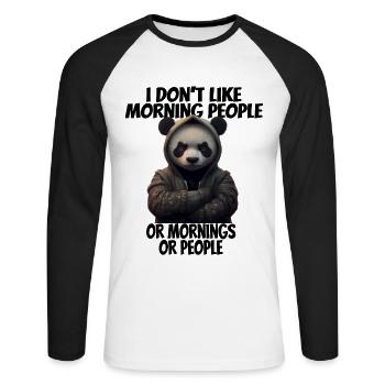 C’est drôle de dire que je n’aime pas les gens du matin... - T-shirt baseball manches longues Homme - blanc/noir - Devant - Nik (191cm)