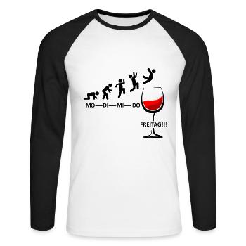 Wein Woche Endlich Freitag Wochenende Wein Party - Unisex Baseballshirt langarm - Weiß/Schwarz - Vorne - Nik (191cm)