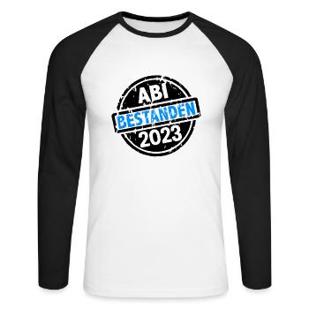 Abitur 2023 bestanden Abi Abiturient - Unisex Baseballshirt langarm - Weiß/Schwarz - Vorne - Nik (191cm)