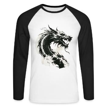 Dragon Fantasy Magic Mysticism Creature Animal Vintage - Unisex Long Sleeve Baseball T-Shirt - white/black - Front - Nik (191cm)