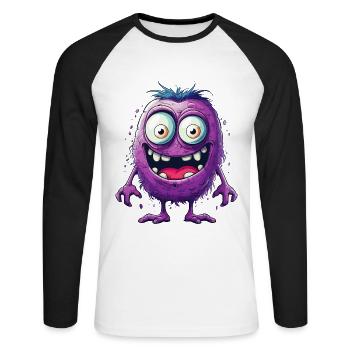 Halloween Monster Zombie Gruselig Horror Kostüm - Unisex Baseballshirt langarm - Weiß/Schwarz - Vorne - Nik (191cm)