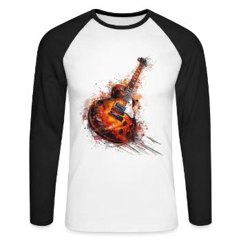 E-Gitarre Splash Gitarrist Musik Instrument Rock - Unisex Baseballshirt langarm - Weiß/Schwarz - Vorne - Nik (191cm)