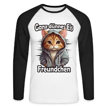 Very Thin Ice Cream Buddy - Unisex Long Sleeve Baseball T-Shirt - white/black - Front - Nik (191cm)