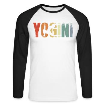 Yogini Vintage Look - Unisex Long Sleeve Baseball T-Shirt - white/black - Front - Nik (191cm)
