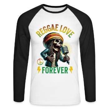 Reggae Love Forever Music - T-shirt baseball manches longues Homme - blanc/noir - Devant - Nik (191cm)