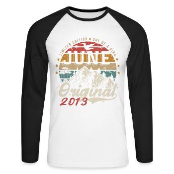 Juin 2013 Anniversaire Juin 2013 Cadeau Juin 2013 - T-shirt baseball manches longues Homme - blanc/noir - Devant - Nik (191cm)