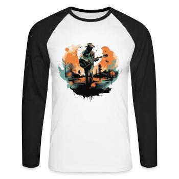 guitariste, guitariste, chanteur, musique country, vintage - T-shirt baseball manches longues Homme - blanc/noir - Devant - Nik (191cm)