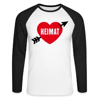 Heimatliebe (Heimat, Heimatland, Heimatstadt / 3C) - Unisex Baseballshirt langarm - Weiß/Schwarz - Vorne - Nik (191cm)
