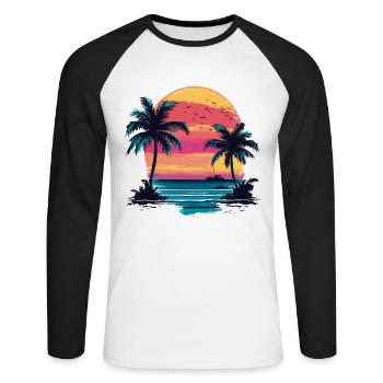 Sommer Strand Meer Palmen Urlaub Summer Time - Unisex Baseballshirt langarm - Weiß/Schwarz - Vorne - Nik (191cm)