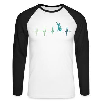 forgeron marteau battement de coeur métallier - T-shirt baseball manches longues Homme - blanc/noir - Devant - Nik (191cm)