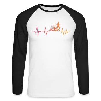 Trailrunning-Sonnenuntergangs-Herzschlag-Anhänger - Unisex Baseballshirt langarm - Weiß/Schwarz - Vorne - Nik (191cm)