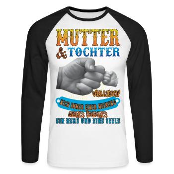 mutter und tochter - Unisex Baseballshirt langarm - Weiß/Schwarz - Vorne - Nik (191cm)