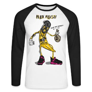 BANANEN-OG - Unisex Baseballshirt langarm - Weiß/Schwarz - Vorne - Nik (191cm)