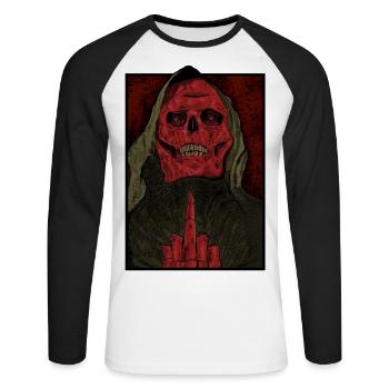 Red Skull F ing - Unisex Long Sleeve Baseball T-Shirt - white/black - Front - Nik (191cm)