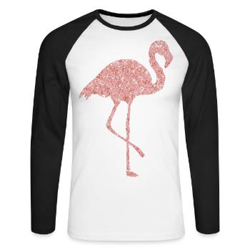 271 Flaming art deign pink bird cool retro summer - Unisex Long Sleeve Baseball T-Shirt - white/black - Front - Nik (191cm)