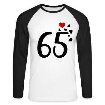 65e anniversaire cœurs 65 - T-shirt baseball manches longues Homme - blanc/noir - Devant - Nik (191cm)
