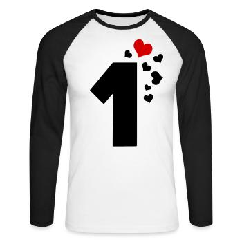 1 Heart Number One 1st Anniversary - Unisex Long Sleeve Baseball T-Shirt - white/black - Front - Nik (191cm)