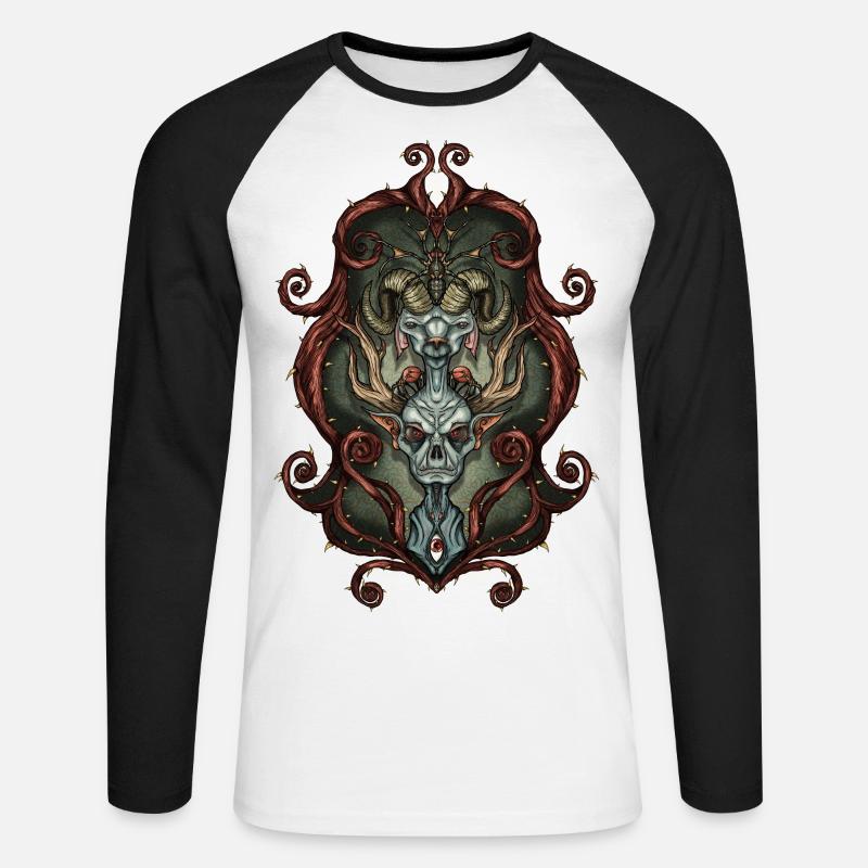 Rahmen Monster 2 - Unisex Baseballshirt langarm - Weiß/Schwarz