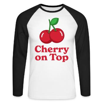 Cerise sur le gâteau - T-shirt baseball manches longues Homme - blanc/noir - Devant - Nik (191cm)