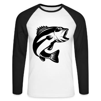 Cadeau de pêcheur - pêcheur - T-shirt baseball manches longues Homme - blanc/noir - Devant - Nik (191cm)
