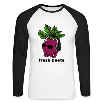 fresh beets funny shirt - Unisex Long Sleeve Baseball T-Shirt - white/black - Front - Nik (191cm)