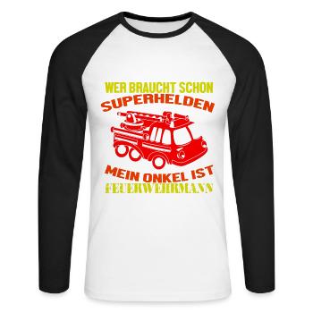 Chemise de pompier · Échelle de voiture · Cadeau d'oncle - T-shirt baseball manches longues Homme - blanc/noir - Devant - Nik (191cm)