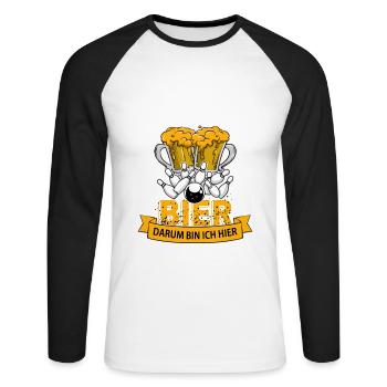 Bowling et bière t-shirt disant cadeau de club de bowling - T-shirt baseball manches longues Homme - blanc/noir - Devant - Nik (191cm)