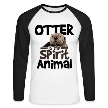 Otter - Unisex Baseballshirt langarm - Weiß/Schwarz - Vorne - Nik (191cm)