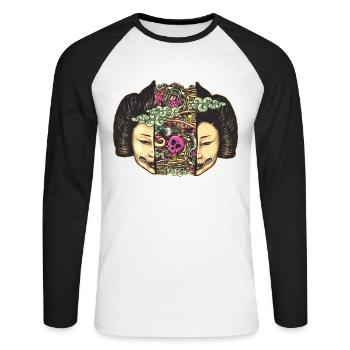 screalsplitdoodleflattranspglow - Unisex Long Sleeve Baseball T-Shirt - white/black - Front - Nik (191cm)